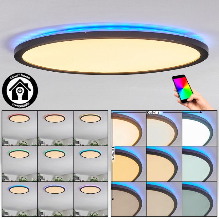 Zuren Deckenpanel LED Schwarz, 1-flammig, Farbwechsler