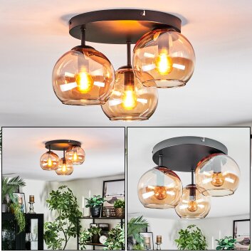 Koyoto Deckenleuchte Glas 15 cm Bernsteinfarben, 3-flammig