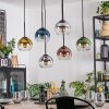 Koyoto Hängeleuchte Glas 15 cm Blau, Gold, Klar, Kupferfarben, Rauchfarben, 6-flammig