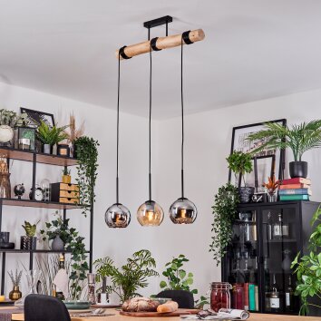 Koyoto Hängeleuchte Glas 15 cm Naturfarben, Schwarz, 3-flammig Koyoto Hängeleuchte Glas 15 cm Naturfarben, Schwarz, 3-flammig