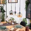 Koyoto Hängeleuchte Glas 15 cm Naturfarben, Schwarz, 3-flammig