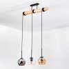 Koyoto Hängeleuchte Glas 15 cm Naturfarben, Schwarz, 3-flammig