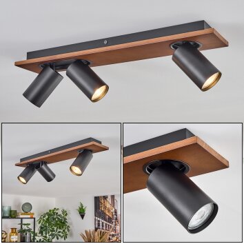 Dalan Deckenleuchte LED Naturfarben, Schwarz, 3-flammig
