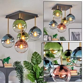 Gastor Deckenleuchte Glas 15 cm Gold, Schwarz, 5-flammig Gastor Deckenleuchte Glas 15 cm Gold, Schwarz, 5-flammig