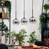 Koyoto Hängeleuchte Glas 15 cm Naturfarben, Schwarz, 3-flammig
