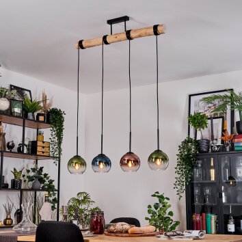 Koyoto Hängeleuchte Glas 15 cm Naturfarben, Schwarz, 4-flammig Koyoto Hängeleuchte Glas 15 cm Naturfarben, Schwarz, 4-flammig