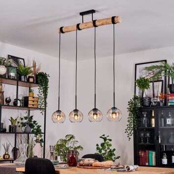 Koyoto Hängeleuchte Glas 15 cm Naturfarben, Schwarz, 4-flammig