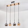 Koyoto Hängeleuchte Glas 15 cm Naturfarben, Schwarz, 4-flammig