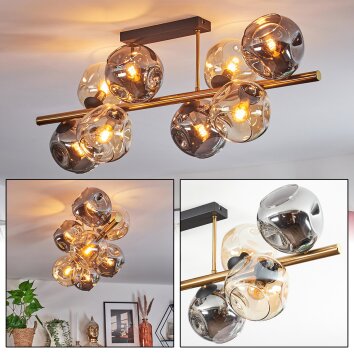 Ripoll Deckenleuchte Glas 15 cm Gold, Schwarz, 8-flammig