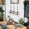 Koyoto Hängeleuchte Glas 15 cm Naturfarben, Schwarz, 3-flammig