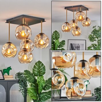 Ripoll Deckenleuchte Glas 15 cm Gold, Schwarz, 5-flammig Ripoll Deckenleuchte Glas 15 cm Gold, Schwarz, 5-flammig