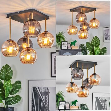 Koyoto Deckenleuchte Glas 15 cm Gold, Schwarz, 5-flammig