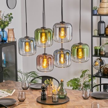 Lauden Hängeleuchte Glas 20 cm Blau, Grün, Klar, Kupferfarben, Rauchfarben, 6-flammig
