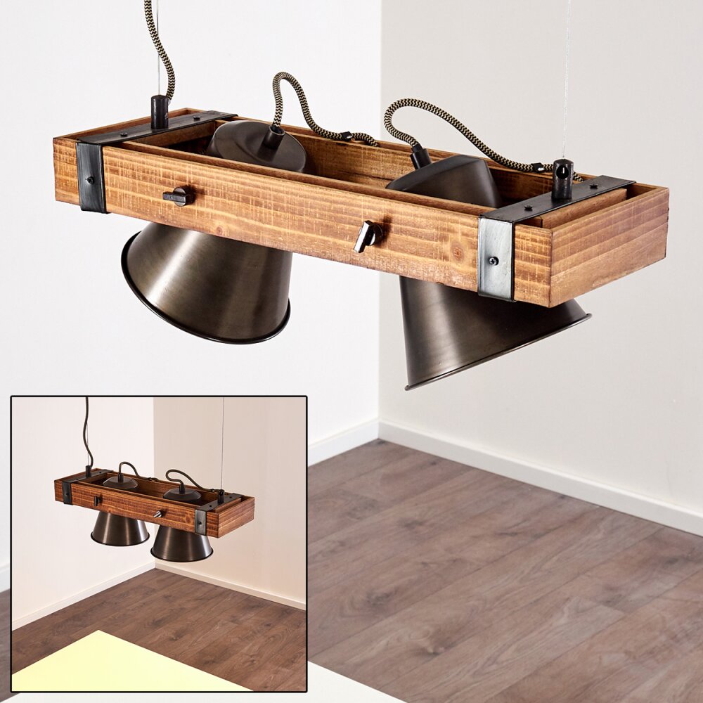 Oksbol Pendelleuchte Holz dunkel, Schwarz, 2-flammig main product photo