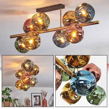 Ripoll Deckenleuchte Glas 15 cm Gold, Schwarz, 8-flammig