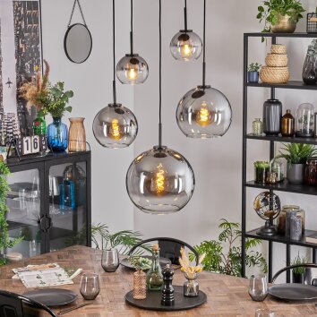 Koyoto Hängeleuchte Glas 15 cm, 20 cm, 25 cm, 30 cm Klar, Rauchfarben, 5-flammig