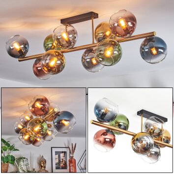 Koyoto Deckenleuchte Glas 15 cm Gold, Schwarz, 10-flammig