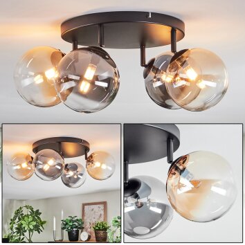 Chehalis Deckenleuchte Glas 15 cm Bernsteinfarben, Klar, Rauchfarben, 4-flammig Chehalis Deckenleuchte Glas 15 cm Bernsteinfarben, Klar, Rauchfarben, 4-flammig