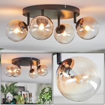 Chehalis Deckenleuchte Glas 12 cm Bernsteinfarben, Klar, 4-flammig Chehalis Deckenleuchte Glas 12 cm Bernsteinfarben, Klar, 4-flammig