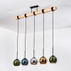 Koyoto Hängeleuchte Glas 15 cm Naturfarben, Schwarz, 5-flammig
