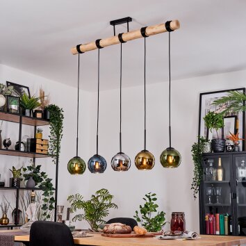 Koyoto Hängeleuchte Glas 15 cm Naturfarben, Schwarz, 5-flammig Koyoto Hängeleuchte Glas 15 cm Naturfarben, Schwarz, 5-flammig