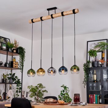 Koyoto Hängeleuchte Glas 15 cm Naturfarben, Schwarz, 5-flammig Koyoto Hängeleuchte Glas 15 cm Naturfarben, Schwarz, 5-flammig