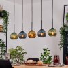 Koyoto Hängeleuchte Glas 15 cm Naturfarben, Schwarz, 5-flammig