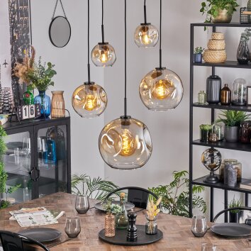 Ripoll Hängeleuchte Glas 15 cm, 20 cm, 25 cm, 30 cm Bernsteinfarben, Klar, 5-flammig