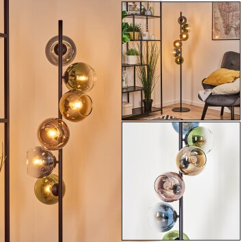 Koyoto Stehleuchte Glas 15 cm Blau, Gold, Grün, Klar, Kupferfarben, 6-flammig