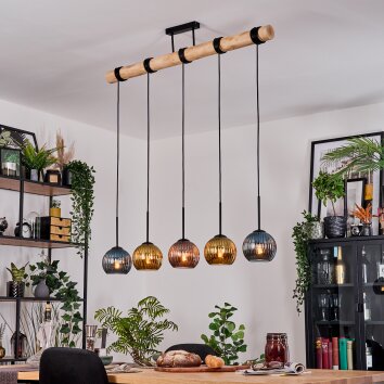 Koyoto Hängeleuchte Glas 15 cm Naturfarben, Schwarz, 5-flammig Koyoto Hängeleuchte Glas 15 cm Naturfarben, Schwarz, 5-flammig
