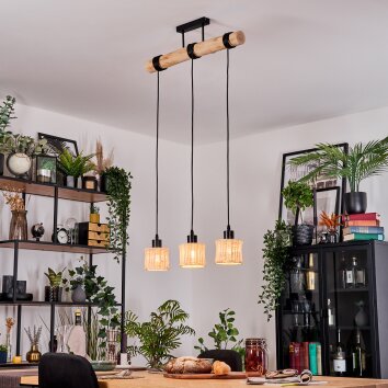 Cavaca Hängeleuchte Naturfarben, Schwarz, 3-flammig