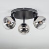 Chehalis Deckenleuchte Glas 12 cm Chrom, Klar, Rauchfarben, 3-flammig
