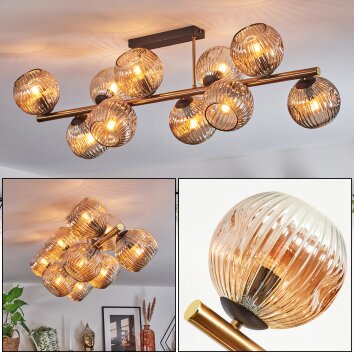 Ripoll Deckenleuchte Glas 15 cm Gold, Schwarz, 10-flammig