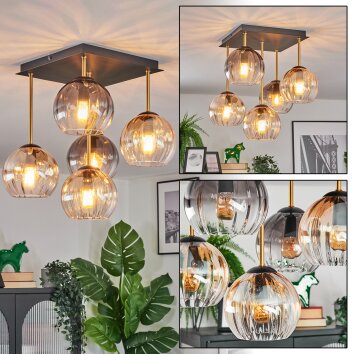 Koyoto Deckenleuchte Glas 15 cm Gold, Schwarz, 5-flammig