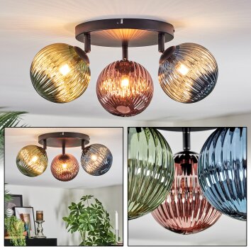 Chehalis Deckenleuchte Glas 15 cm Blau, Grün, Kupferfarben, 3-flammig Chehalis Deckenleuchte Glas 15 cm Blau, Grün, Kupferfarben, 3-flammig