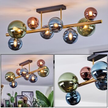 Chehalis Deckenleuchte Glas 10 cm, 12 cm, 15 cm Gold, Schwarz, 8-flammig Chehalis Deckenleuchte Glas 10 cm, 12 cm, 15 cm Gold, Schwarz, 8-flammig