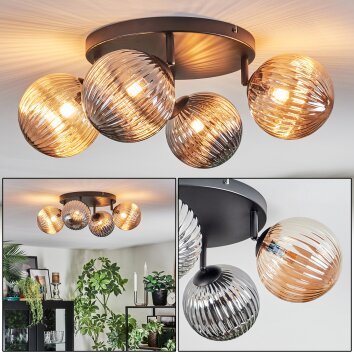 Chehalis Deckenleuchte Glas 15 cm Bernsteinfarben, Rauchfarben, 4-flammig Chehalis Deckenleuchte Glas 15 cm Bernsteinfarben, Rauchfarben, 4-flammig