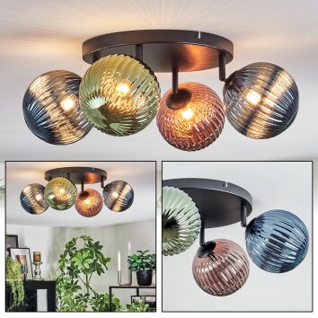 Chehalis Deckenleuchte Glas 15 cm Blau, Grün, Kupferfarben, 4-flammig Chehalis Deckenleuchte Glas 15 cm Blau, Grün, Kupferfarben, 4-flammig