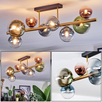 Chehalis Deckenleuchte Glas 10 cm, 12 cm, 15 cm Gold, Schwarz, 8-flammig