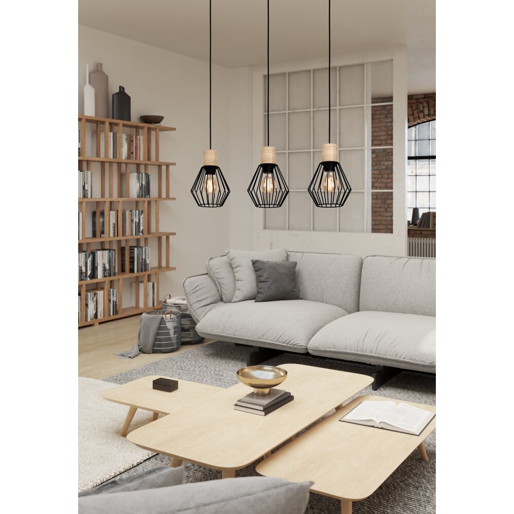 EGLO PALMORLA Hängeleuchte Braun, Schwarz, 3-flammig main product photo