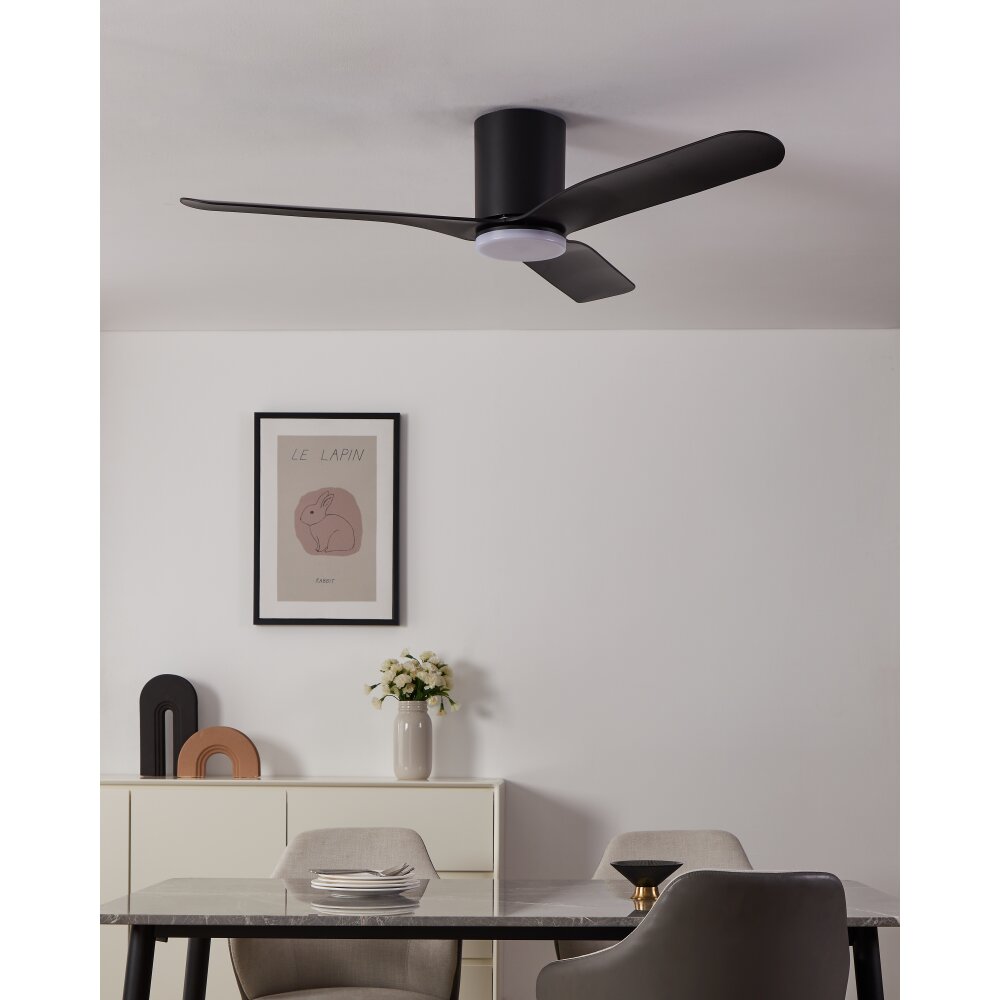 EGLO KAWANA Bündiger Deckenventilator LED Schwarz, Fernbedienung, Farbwechsler main product photo