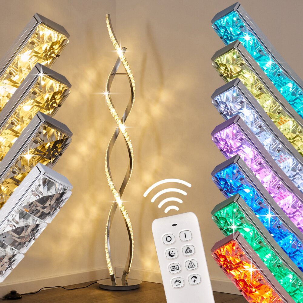 Assuan Stehlampe LED Chrom, 1-flammig, Fernbedienung, Farbwechsler main product photo