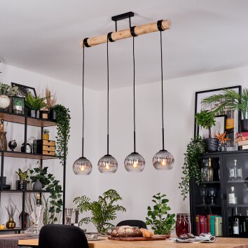Koyoto Hängeleuchte Glas 15 cm Naturfarben, Schwarz, 4-flammig