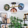 Koyoto Deckenleuchte Glas 15 cm Gold, Schwarz, 3-flammig