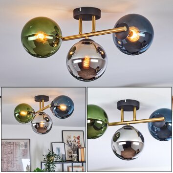 Gastor Deckenleuchte Glas 15 cm Gold, Schwarz, 3-flammig