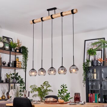 Ripoll Hängeleuchte Glas 15 cm Naturfarben, Schwarz, 5-flammig