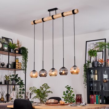 Ripoll Hängeleuchte Glas 15 cm Naturfarben, Schwarz, 5-flammig
