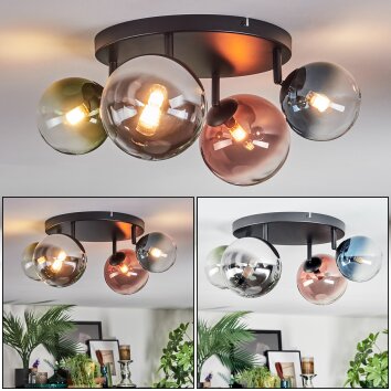 Chehalis Deckenleuchte Glas 12 cm, 15 cm Blau, Chrom, Grün, Klar, Kupferfarben, Rauchfarben, 4-flammig