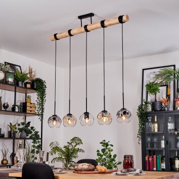 Ripoll Hängeleuchte Glas 15 cm Naturfarben, Schwarz, 5-flammig