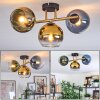 Koyoto Deckenleuchte Glas 15 cm Gold, Schwarz, 3-flammig